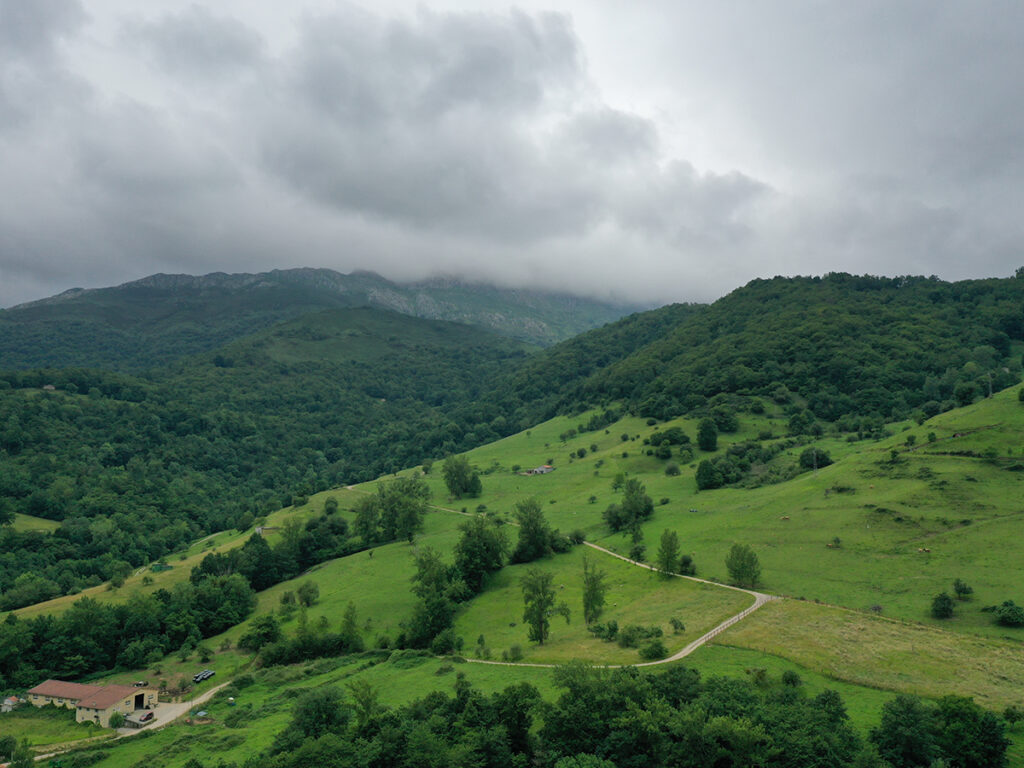 Paisaje natural de montañas verdes